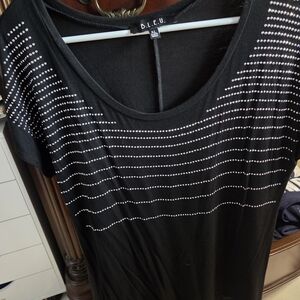 B.L.E.U. Black Top with Silver Accents